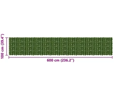 Balkono uždanga su lapais Žalia 600 x 100 cm