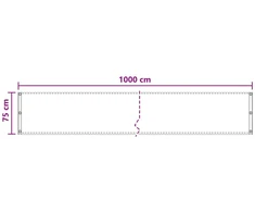 Balkono uždanga 75 x 1000 cm HDPE ir aliuminis Stačiakampio