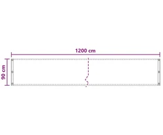 Balkono uždanga 90 x 1200 cm HDPE ir aliuminis Stačiakampio