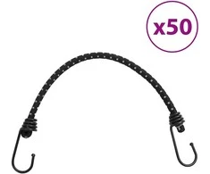 Bungee virvelės su juostelėmis ir kabliukais, 50vnt., 46cm