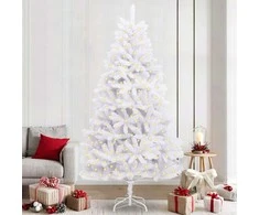 Dirbtinė Kalėdų eglutė su 300 LED Balta 240 cm PVC ir metalas