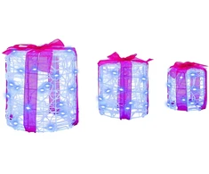 Dovanos Dėžutės Dekoracija 3 vnt. 60 LED Mėlyna 20 x 20 x 21 cm
