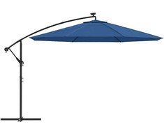 Gembinis sodo skėtis nuo saulės su LED, tamsiai mėlynas, 350cm