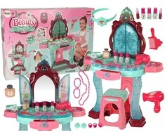 Lean toys kosmetinis staliukas su veidrodžiu ir šviesomis