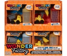 MGA Sunkvežimių rinkinys „Wonder Factory Never Dry Sand Construction Trucks Asst in PDQ 595168-EUC“