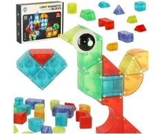 3D konstrukcijų magnetinės plytos LED šviečiančios 32 el.