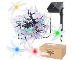 Saulės Dragonfly sodo žibintai 6,5 m 30LED multicolour