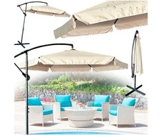 Parasol sodo duży składany su wysięgnikiem 290cm smėlio spalva