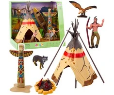 Lean Toys Indėnų žaidimų rinkinys su tipiu ir figūrėlėmis
