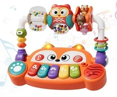 Interaktyvus edukacinis pianinas WOOPIE BABY lapiukas su LED šviesomis