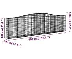 Išlenkti gabiono krepšiai, 10vnt., 400x30x100/120cm, geležis