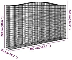 Išlenkti gabiono krepšiai, 10vnt., 400x50x220/240cm, geležis