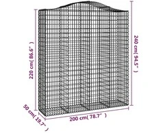 Išlenkti gabiono krepšiai, 11vnt., 200x50x220/240cm, geležis