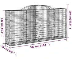 Išlenkti gabiono krepšiai, 2vnt., 300x50x140/160cm, geležis