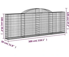 Išlenkti gabiono krepšiai, 5vnt., 300x30x100/120cm, geležis