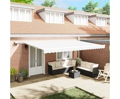 Ištraukiama markizė Balta 500 × 350 cm Audinys ir plienas