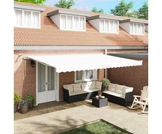 Ištraukiama markizė Balta 500 × 350 cm Poliesteris ir Metalas