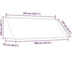 Ištraukiama markizė, kreminė, 400x150cm, audinys ir plienas