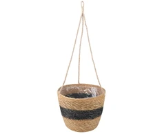 Jūros žolės augalų krepšiai 3 pcs Natūrali ir juoda Ø26 x 19 cm