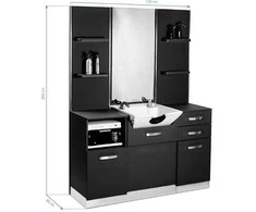 Activeshop Kirpyklos konsolė su veidrodžiu ir kriaukle Gabbiano B085W Juodas