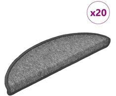 Laiptų kilimėliai, 20 vnt., 56x17x3 cm, tamsiai pilki, pusapvaliai