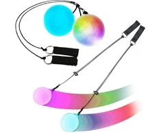 Lean Toys Šviečiantis LED žongliravimo kamuolys su virvele
