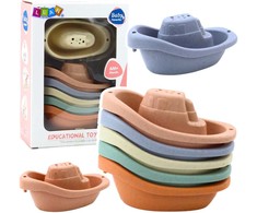 Lean Toys Maudynių žaislų rinkinys – pasteliniai laiveliai, 6 vnt.