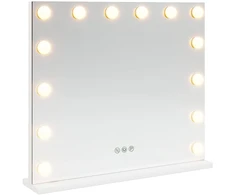 LED makiažo veidrodis Baltas 50 x 10 x 44 cm Stiklas ir plienas