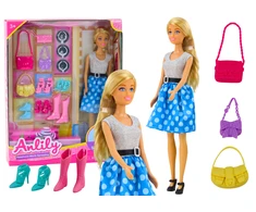 Lean Toys Lėlė Anlily su mėlyna suknele