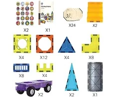 Magnetinis konstruktorius 3D pilis ir transporto priemonės WOOPIE 71vnt