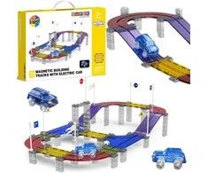 Woopie Magnetinis Automobilių Trasos Komplektas su LED Automobiliu