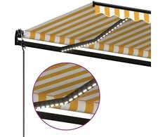 Markizė su LED/vėjo jutikliu, geltona/balta, 500x350cm
