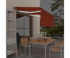 Markizė su uždanga/LED/vėjo jutikliu, oranžinė/ruda, 3x2,5m