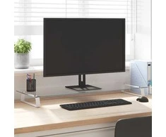 Laikiklis Monitoriaus stovas, baltas, 100x35x8cm, stiklas ir metalas