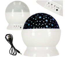 Ikonka Žvaigždžių projektoriaus naktinė šviesa 2in1 USB balta