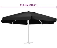 Pakaitinis audinys lauko skėčiui nuo saulės, juodas, 600cm