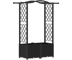 Pakelta lysvė su trelėmis ir stogu Juoda 125 x 40 x 138 cm PP