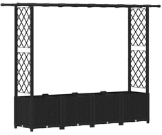 Pakelta lysvė su trelėmis ir stogu Juoda 203 x 40 x 136 cm PP
