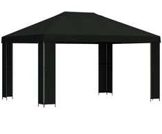 Pavėsinė 4 × 3 m Juoda Poliesteris ir plienas 190 gsm