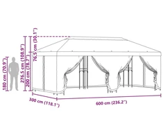 Sodo pavėsinė su šoninėmis sienelėmis 6 x 3 m Terakotos