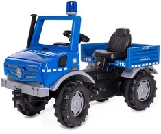 Pedalinis sunkvežimis policijos automobilis Rolly Toys RolliUnimog Mercedes-Benz