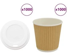 popieriniai kavos puodeliai su dangteliais 1000 vnt 4oz 100ml