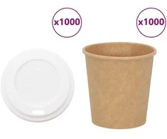popieriniai kavos puodeliai su dangteliais 1000 vnt 4oz 100ml