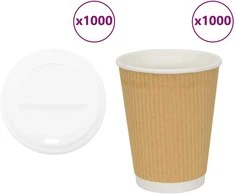 popieriniai kavos puodeliai su dangteliais 1000 vnt 12oz 300ml