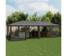 Proginė palapinė su 12 sienomis, antracito, 8x4m, HDPE