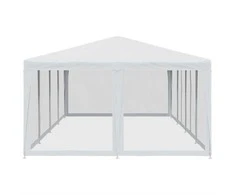 Proginė palapinė su 12 tinklinėmis sienomis, balta, 8x4m, HDPE