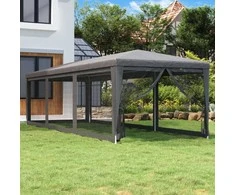 Proginė palapinė su 8 sienomis, antracito, 3x9m, HDPE