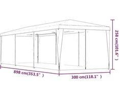 Proginė palapinė su 8 sienomis, antracito, 3x9m, HDPE