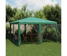 Proginė palapinė su 8 tinklinėmis sienomis, žalia, 4x4m, HDPE
