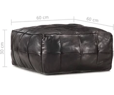 Pufas juodos spalvos 60x60x30 cm tikra ožkos oda